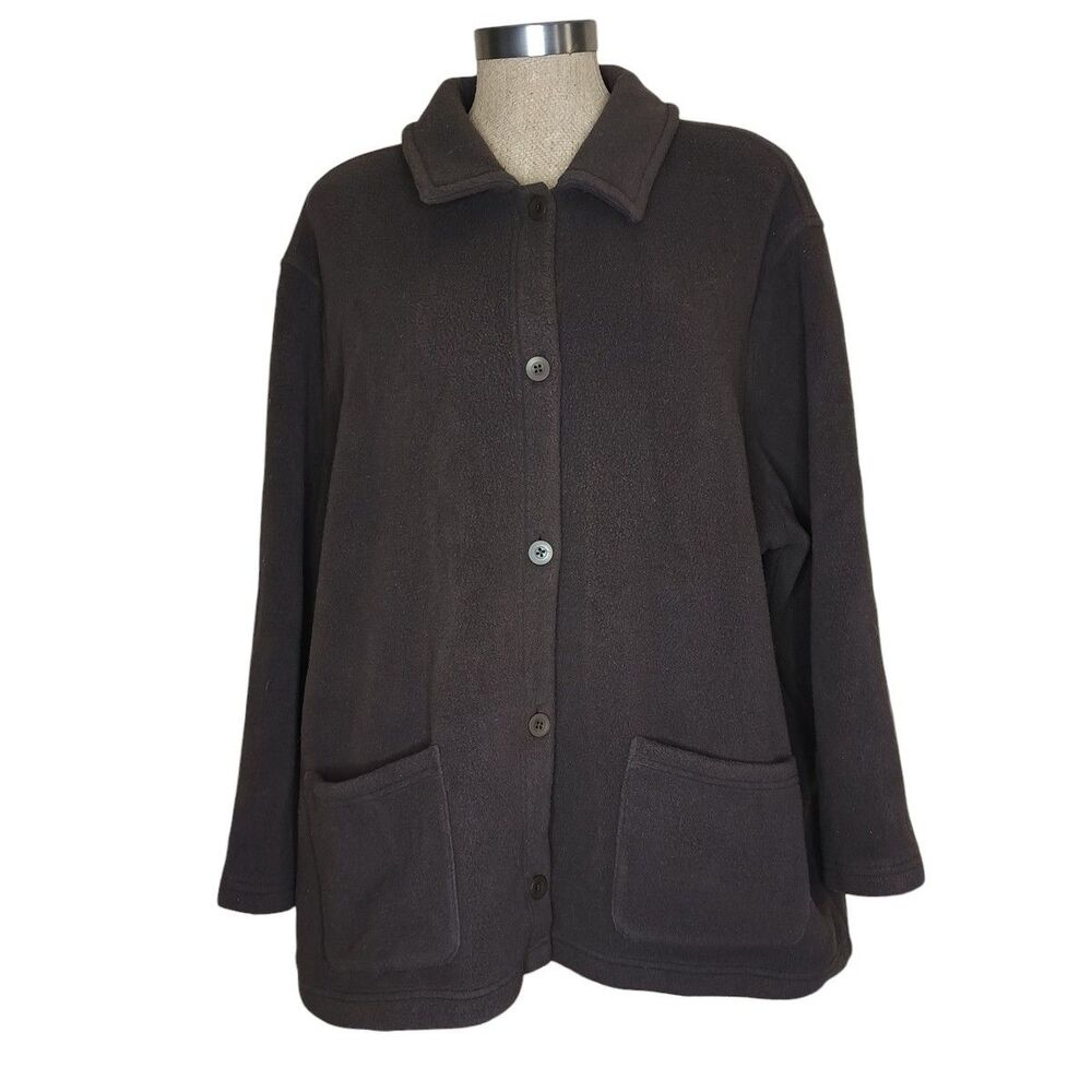 LL Bean Women's Sweater Jacket Brown Button Up Cardigan Plus Size 1X Cozy